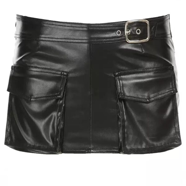 Biker-Style Low-Rise PU Mini Skirt