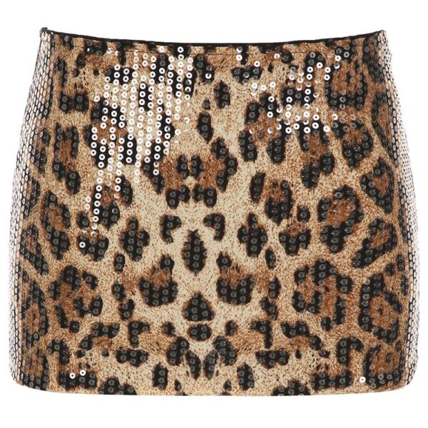 Sexy Leopard Sequin Patchwork Bodycon Skirt