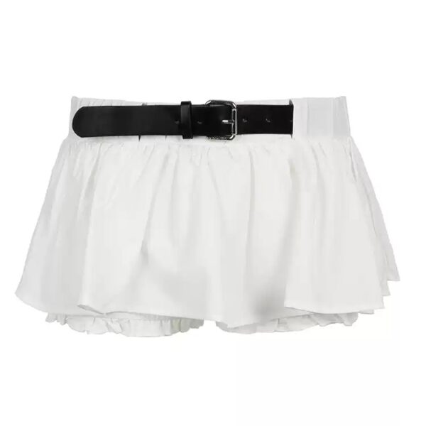 Spicy Belt-Patch Low-Waist A-Line Mini Skirt