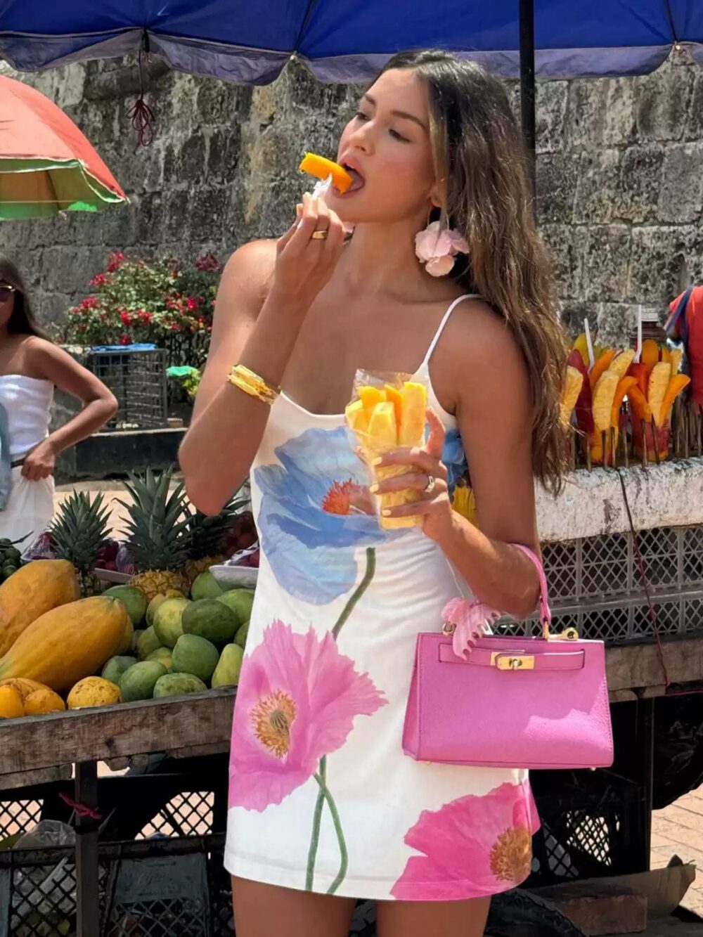 Vacation-Inspired Large Floral Print Sexy Backless Spaghetti Strap Dress - Image 2