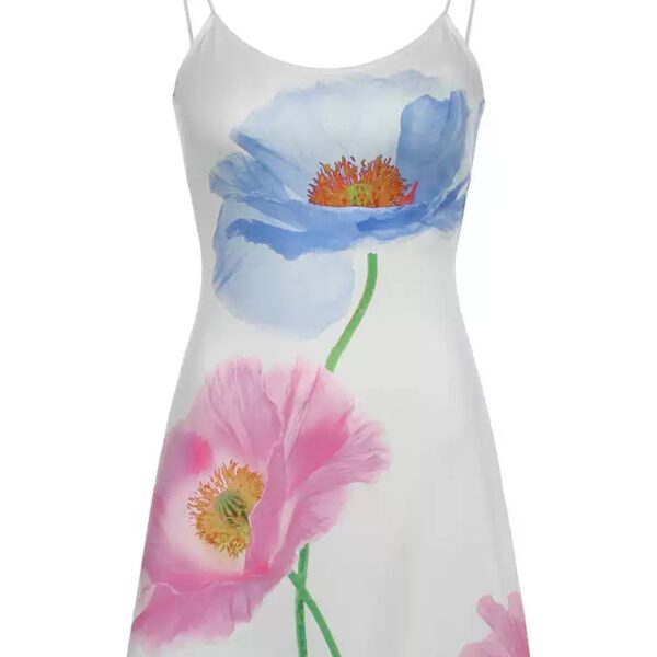 Vacation-Inspired Large Floral Print Sexy Backless Spaghetti Strap Dress