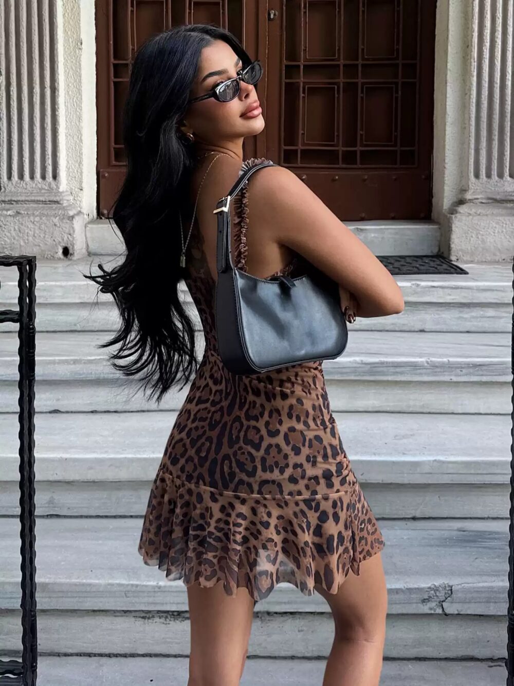 Sexy Leopard Print Spaghetti Strap Dress - Image 4