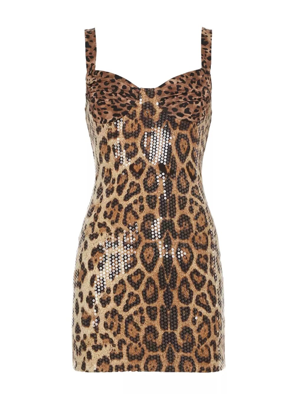 Sequined Leopard Print Party Spaghetti Strap Dress