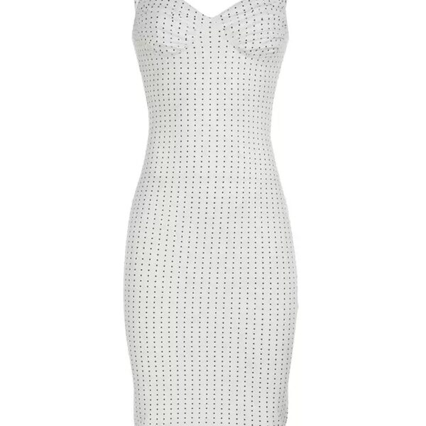 Sexy Polka Dot Bust-Shaped Spaghetti Strap Bodycon Midi Dress