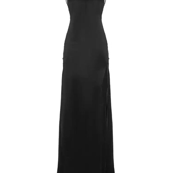 Sexy Deep Backless Side Slit Spaghetti Strap Bodycon Long Dress