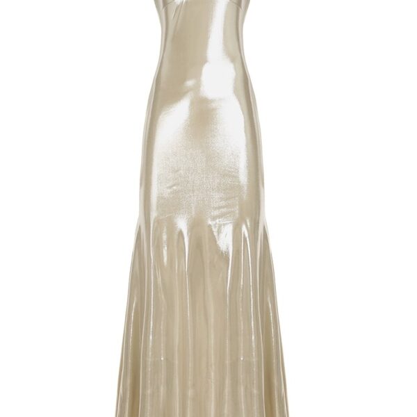 Shiny Lamé Coated Backless Bodycon Mermaid Gown