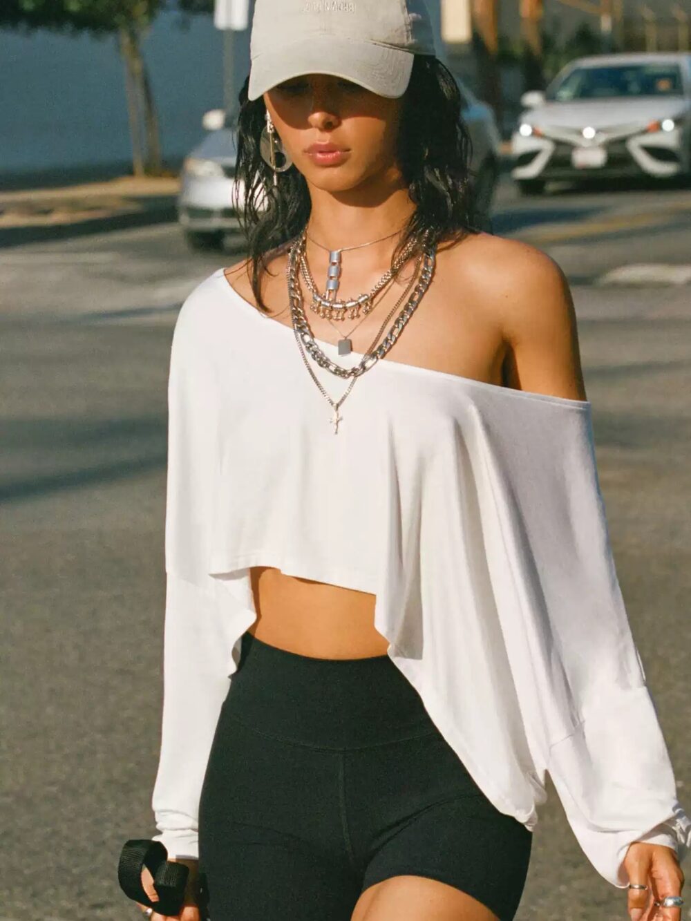 Solid Color Versatile Cropped Long Sleeve Top - Image 4