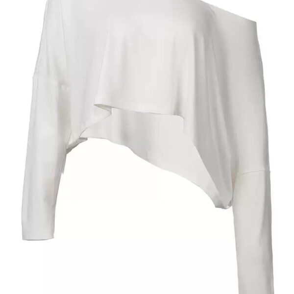 Solid Color Versatile Cropped Long Sleeve Top