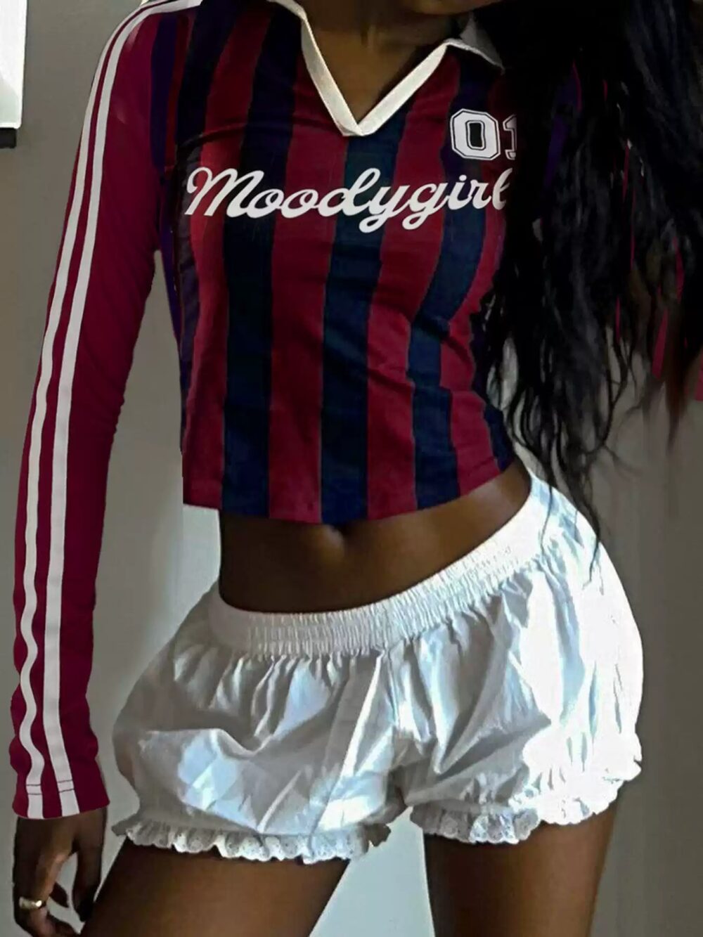 Sporty Color Block Striped Number Polo Shirt - Image 3