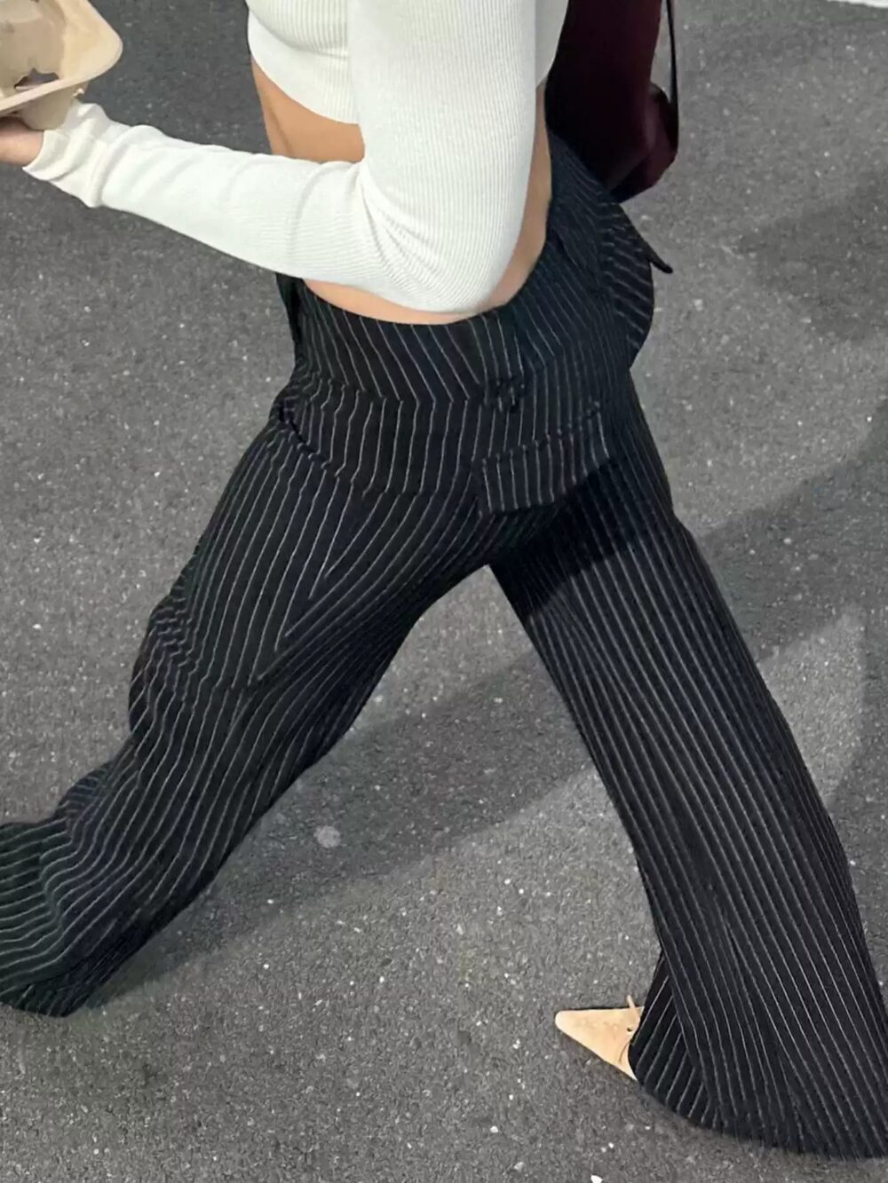 Street Style Minimalist Striped Casual Suit Pants - Image 4