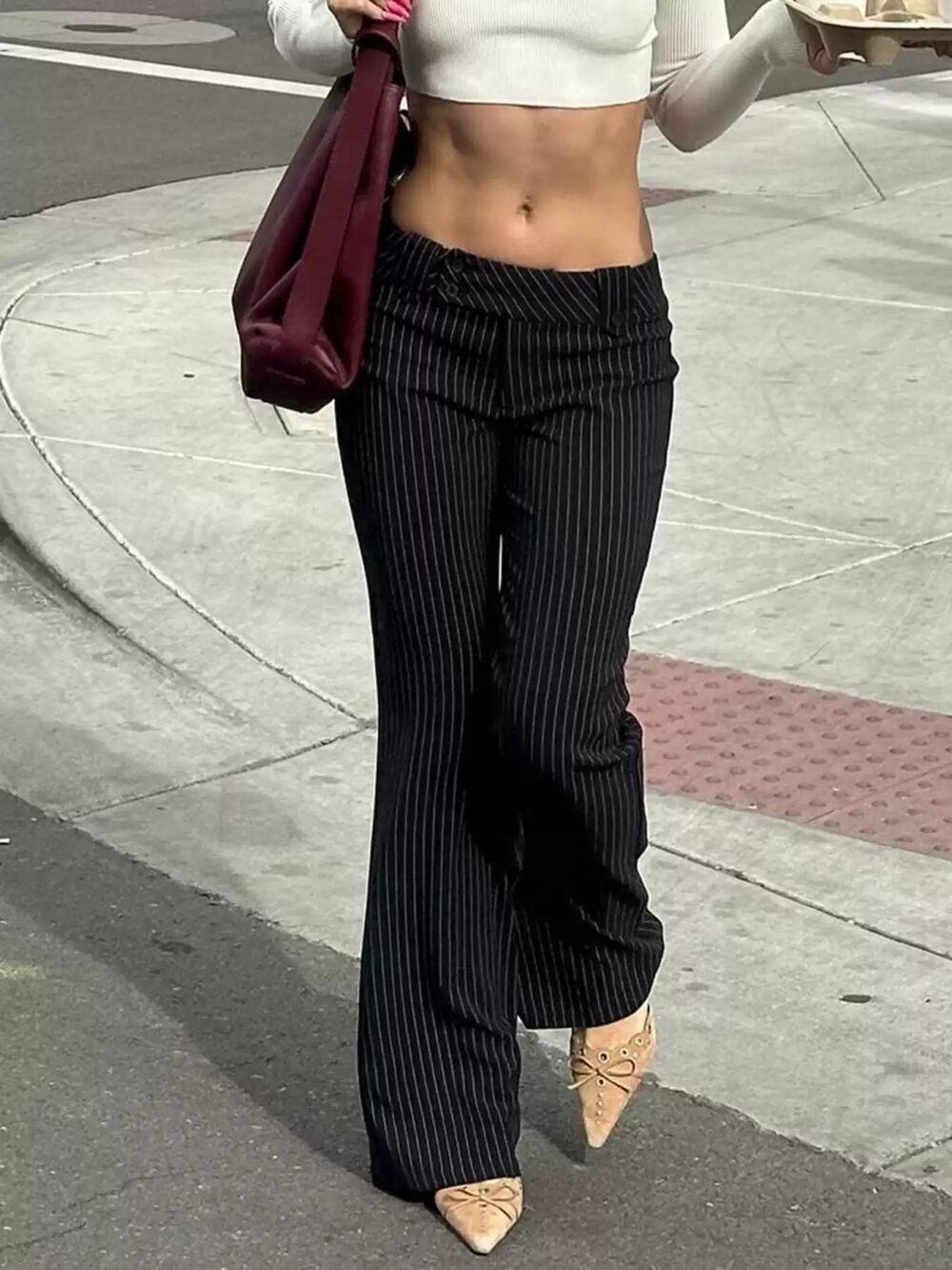 Street Style Minimalist Striped Casual Suit Pants - Image 2