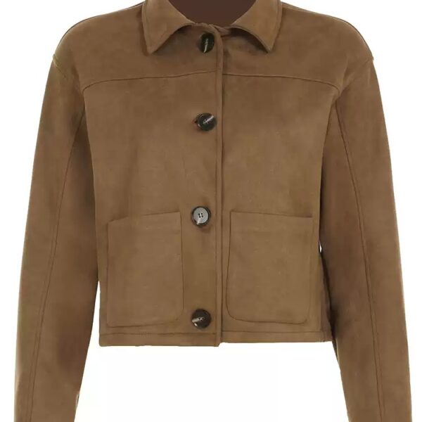 Brown Suede Jacket with Collar