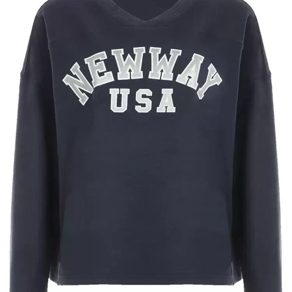 Sporty Letter Print V-Neck Fleece Sweatshirt